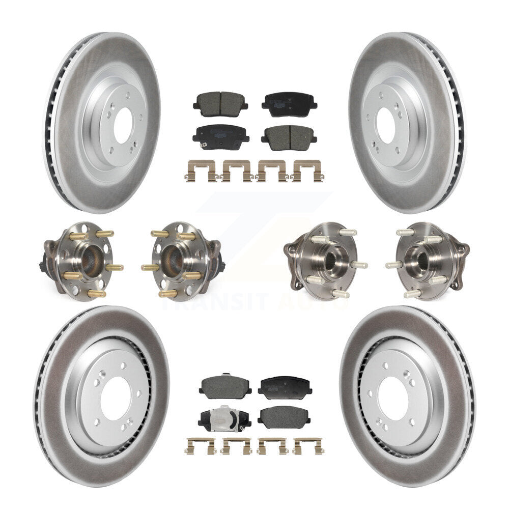 Hub Bearing Coated Brake Rotor Pads Front Rear Kit (10Pc) For Hyundai Veloster N