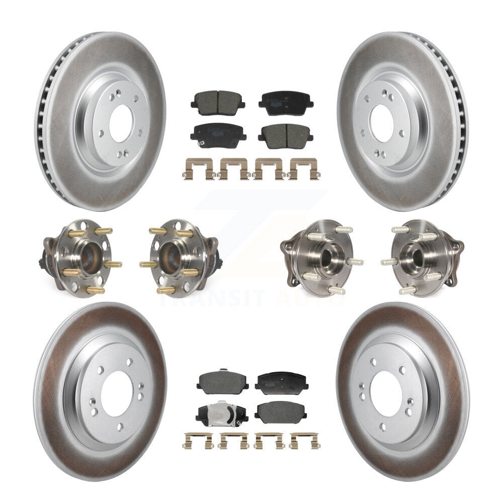 Hub Bearing Coated Brake Rotor Pads Front Rear Kit (10Pc) For Hyundai Veloster N