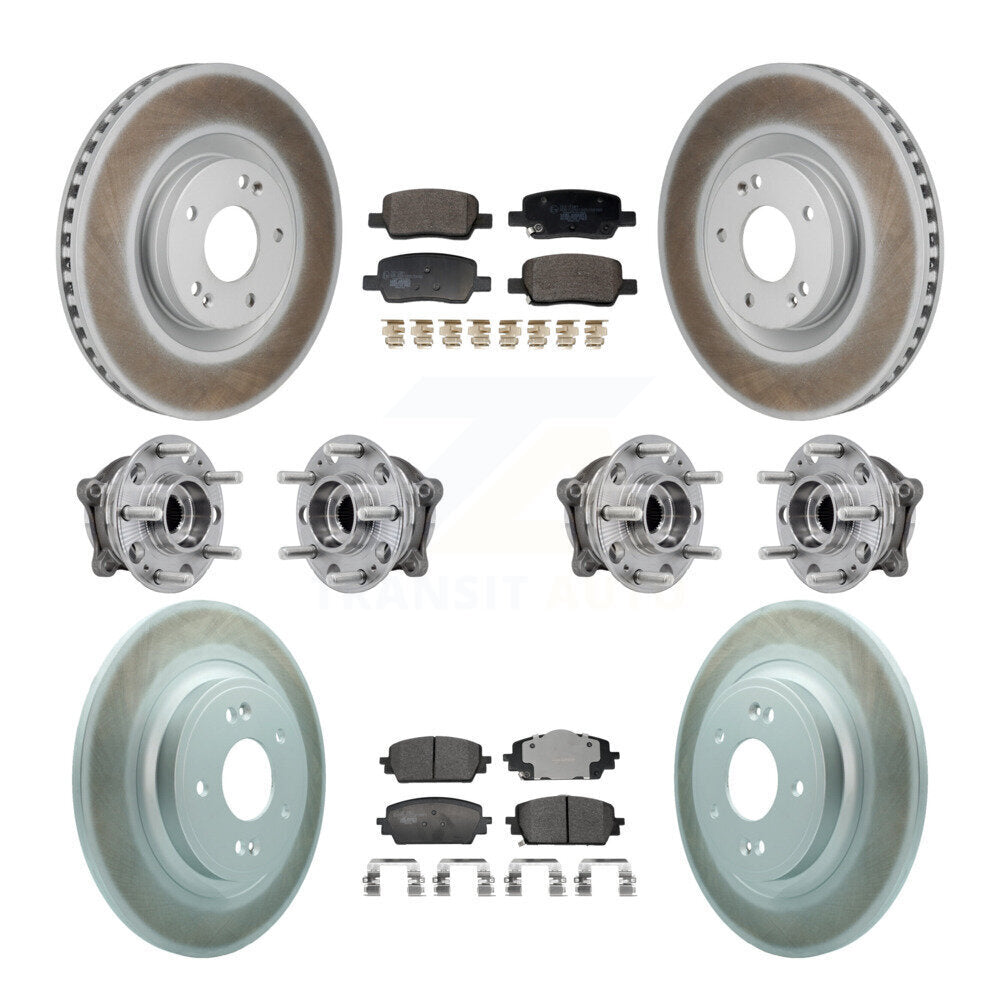 Hub Bearing Coat Brake Rotor Pads Front Rear Kit (10Pc) For Hyundai Santa Fe Kia