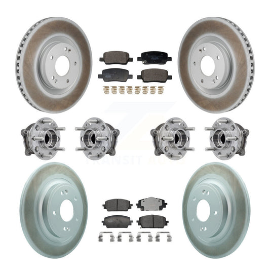 Hub Bearing Coat Brake Rotor Pads Front Rear Kit (10Pc) For Hyundai Santa Fe Kia
