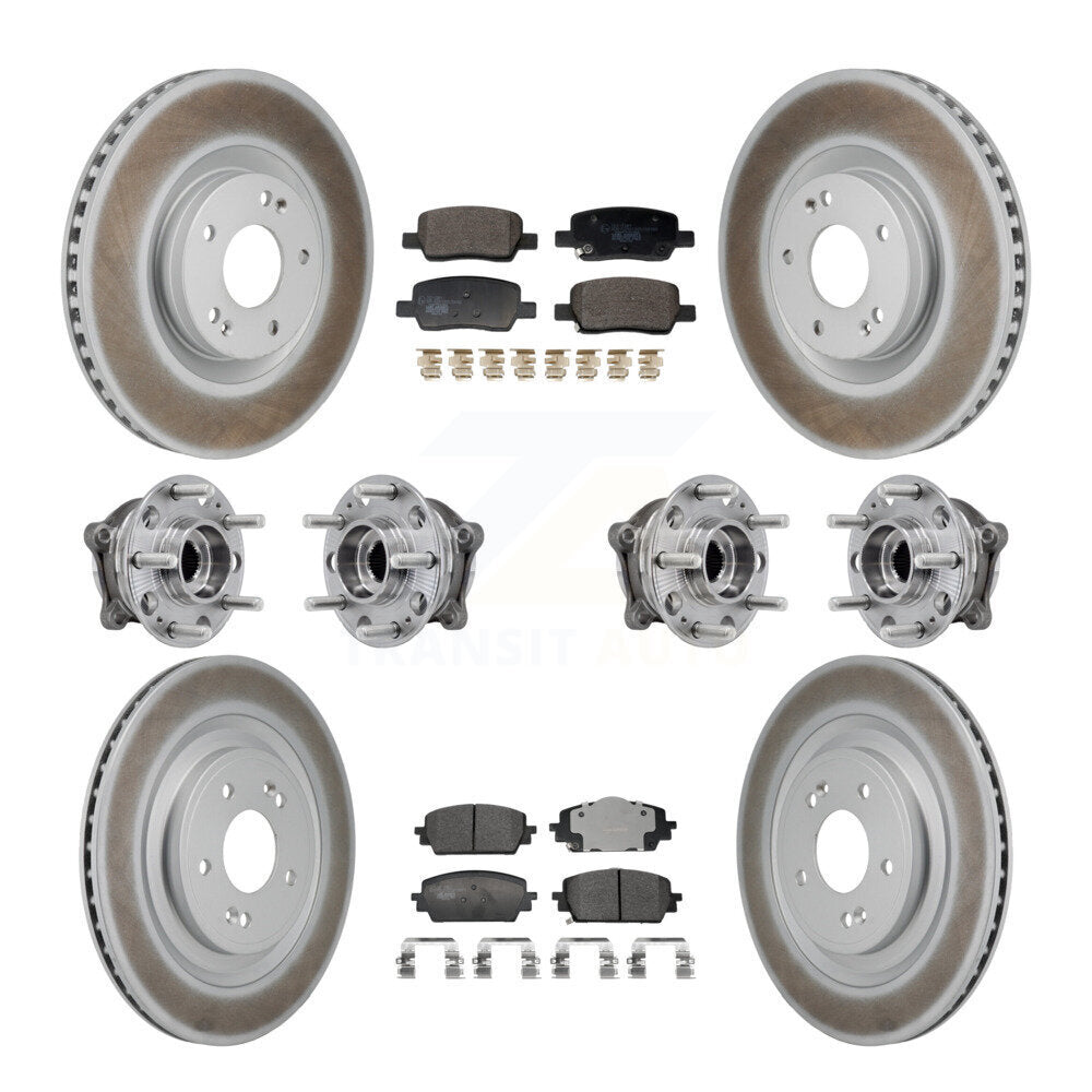 Hub Bearing Coat Brake Rotor Pads Front Rear Kit (10Pc) For Hyundai Santa Fe Kia