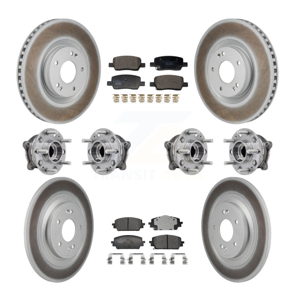 Hub Bearing Coated Brake Rotor Pads Front Rear Kit (10Pc) For Hyundai Santa Cruz