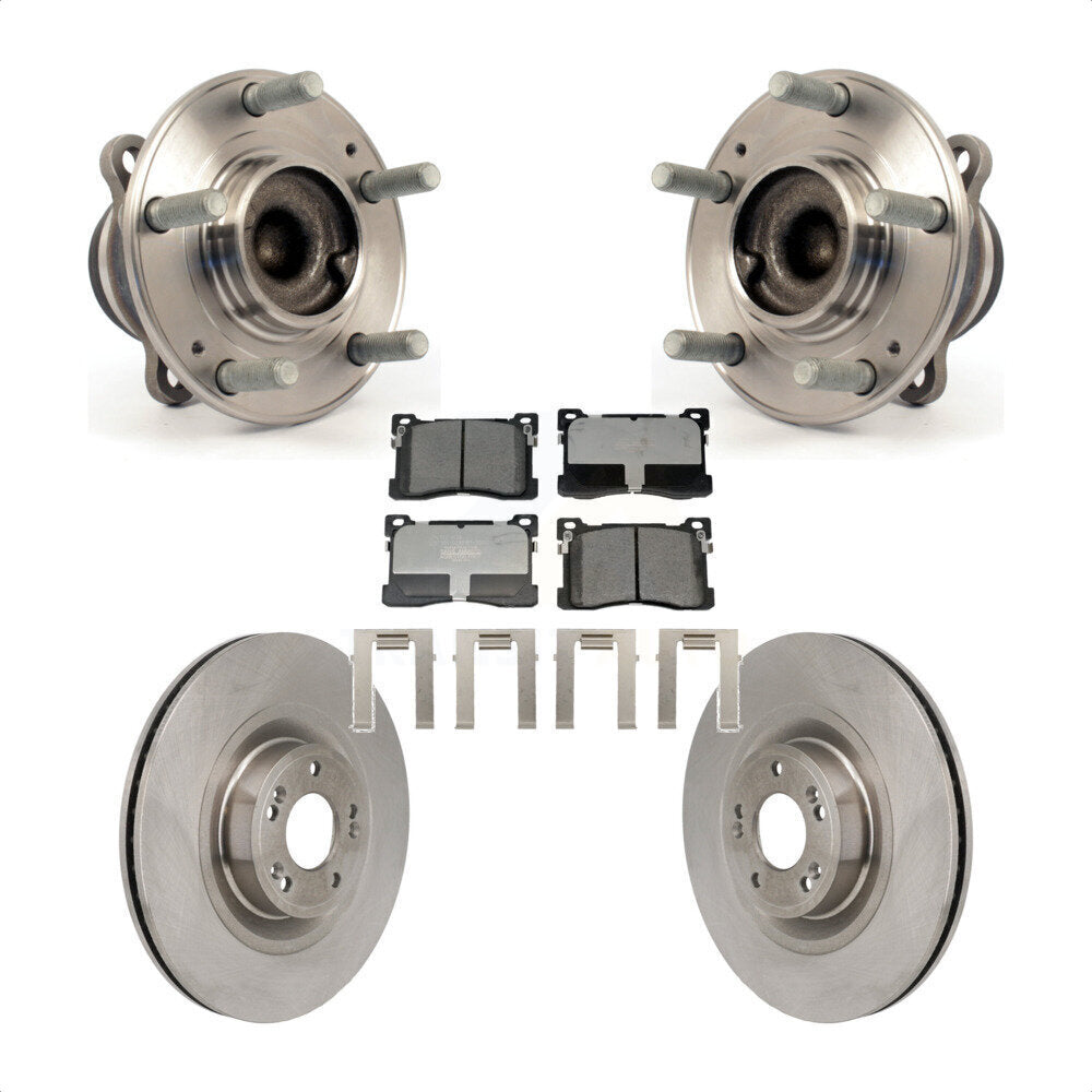 Hub Bearing Assembly Disc Brake Rotor Pads Front Kit For 2012-2016 Hyundai Equus
