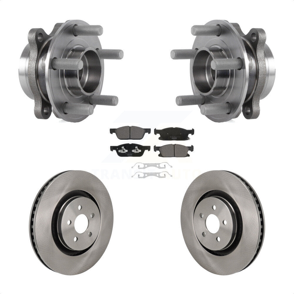 Hub Bearing Brake Rotor & Pads Front Kit For Ford Edge With Red Painted Calipers
