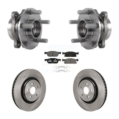 Hub Bearing Brake Rotor & Pads Front Kit For Ford Edge With Red Painted Calipers