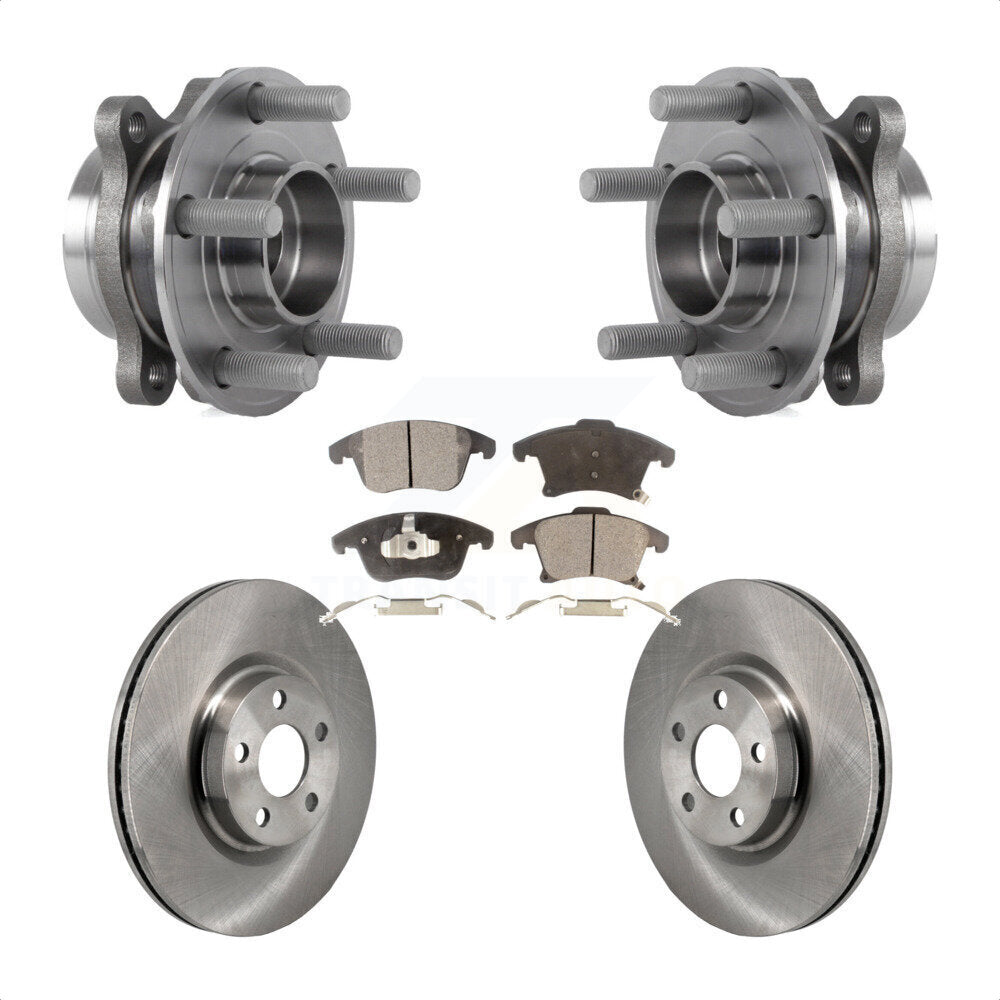 Hub Bearing Assembly Brake Rotor & Pads Front Kit For 2017-2020 Lincoln MKZ 2.0L