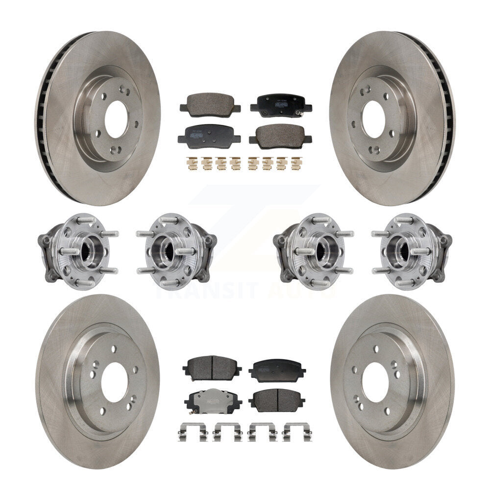 Hub Bearing Disc Brake Rotor Pads Front Rear Kit (10Pc) For Hyundai Santa Fe Kia