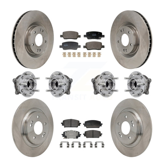 Hub Bearing Disc Brake Rotor Pads Front Rear Kit (10Pc) For Hyundai Santa Fe Kia