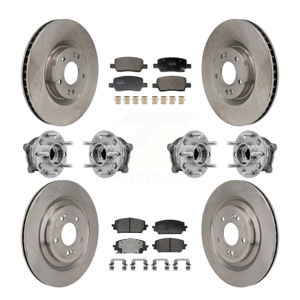 Hub Bearing Disc Brake Rotor Pads Front Rear Kit (10Pc) For Hyundai Santa Fe Kia
