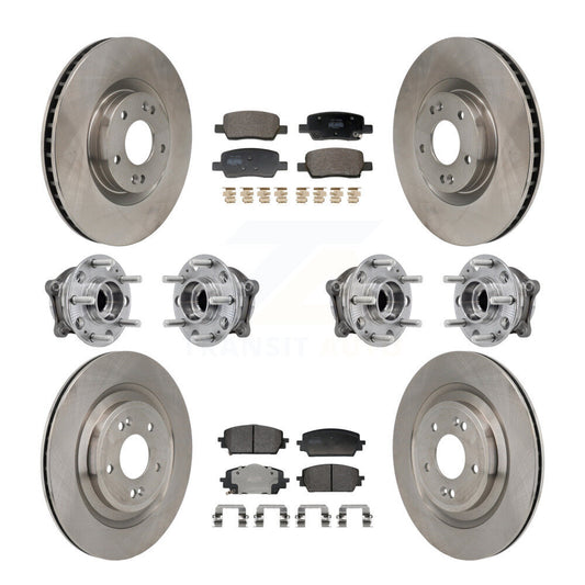 Hub Bearing Disc Brake Rotor Pads Front Rear Kit (10Pc) For Hyundai Santa Fe Kia