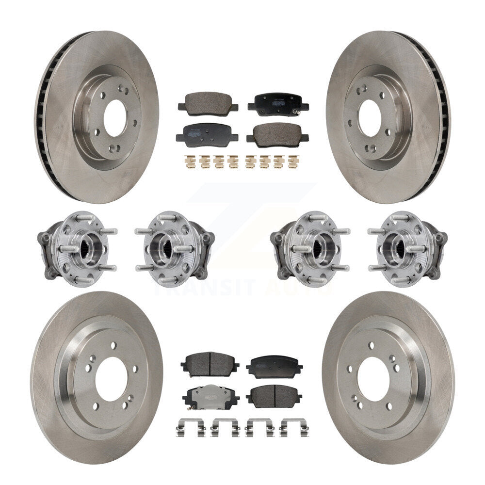Hub Bearing Brake Rotor And Pad Front Rear Kit (10Pc) For Hyundai Santa Cruz AWD