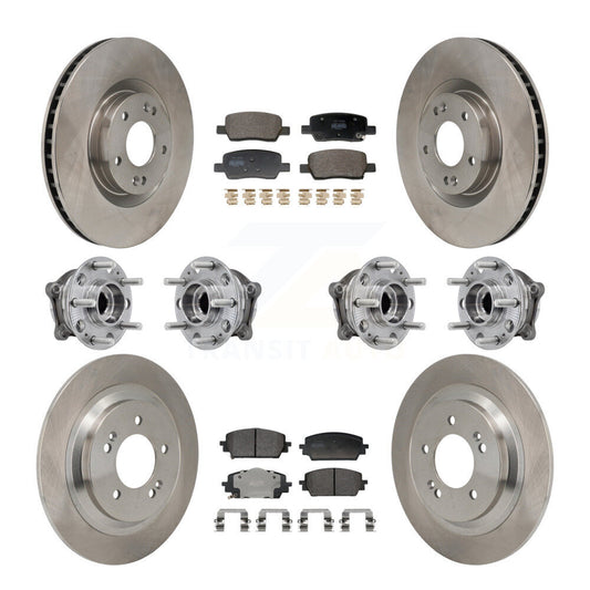 Hub Bearing Brake Rotor And Pad Front Rear Kit (10Pc) For Hyundai Santa Cruz AWD