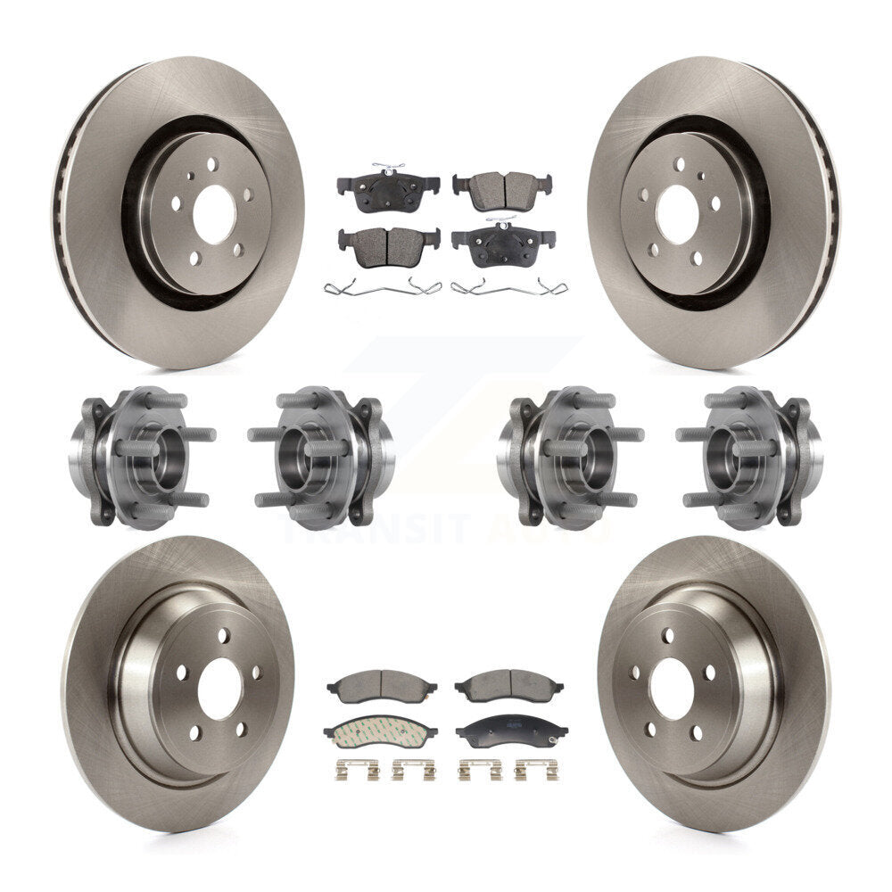 Hub Bearing Brake Rotor Pad Front Rear Kit (10Pc) For 22-23 Lincoln Nautilus AWD