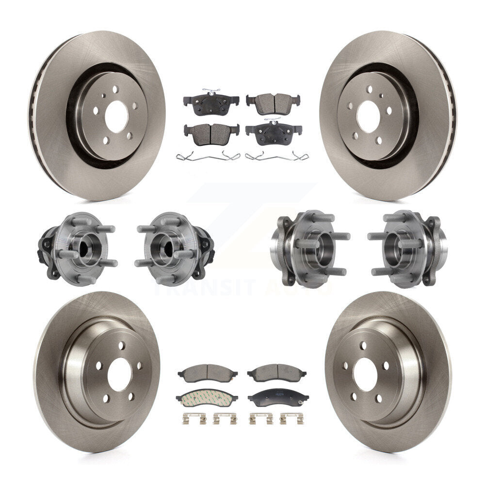 Hub Bearing Brake Rotor Pad Front Rear Kit (10Pc) For 22-23 Lincoln Nautilus FWD