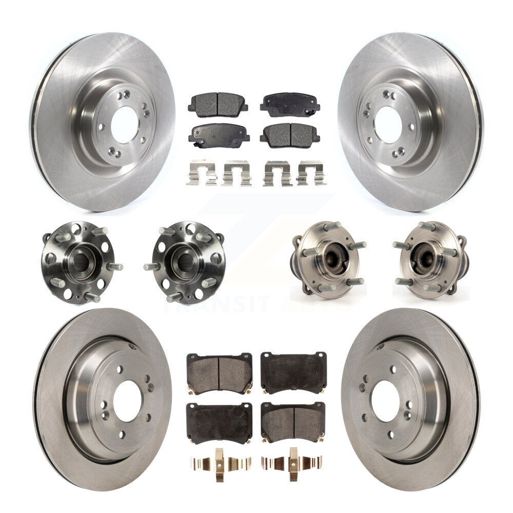 Hub Bearing Disc Brake Rotor & Pads Front Rear Kit (10Pc) For 2011 Hyundai Equus