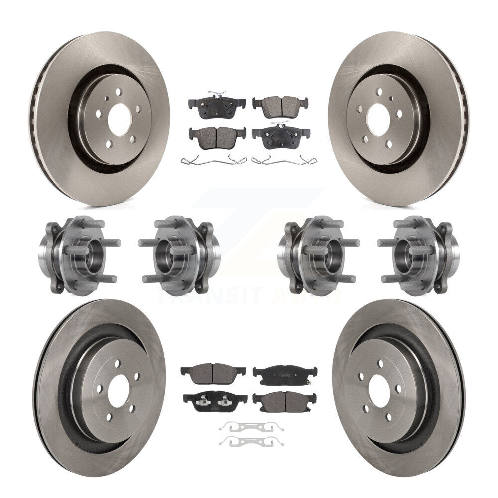 Hub Bearing Brake Rotor Pad Front Rear Kit (10Pc) For 19-23 Lincoln Nautilus AWD