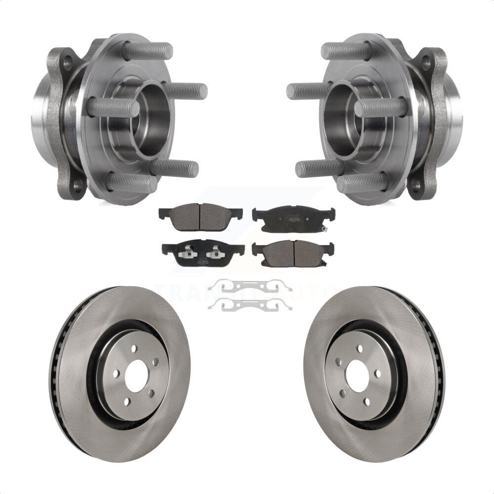 Hub Bearing Brake Rotor & Pads Front Kit For Ford Edge With Red Painted Calipers