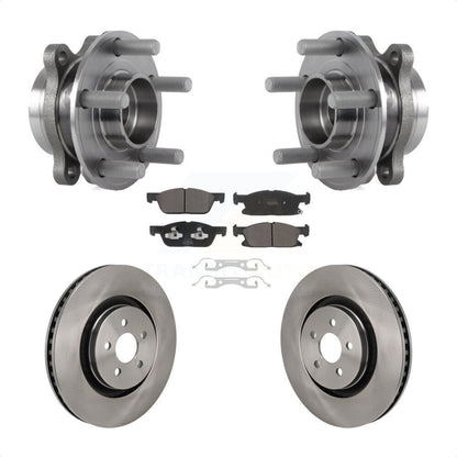 Hub Bearing Brake Rotor & Pads Front Kit For Ford Edge With Red Painted Calipers