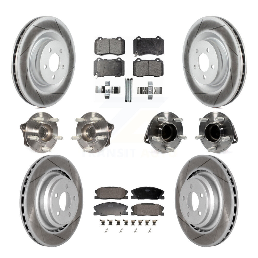 Hub Bearing Coated Disc Brake Rotor Pads Front Rear Kit (10Pc) For Dodge Charger
