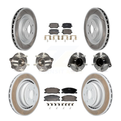 Hub Bearing Coated Disc Brake Rotor Pads Front Rear Kit (10Pc) For Dodge Charger