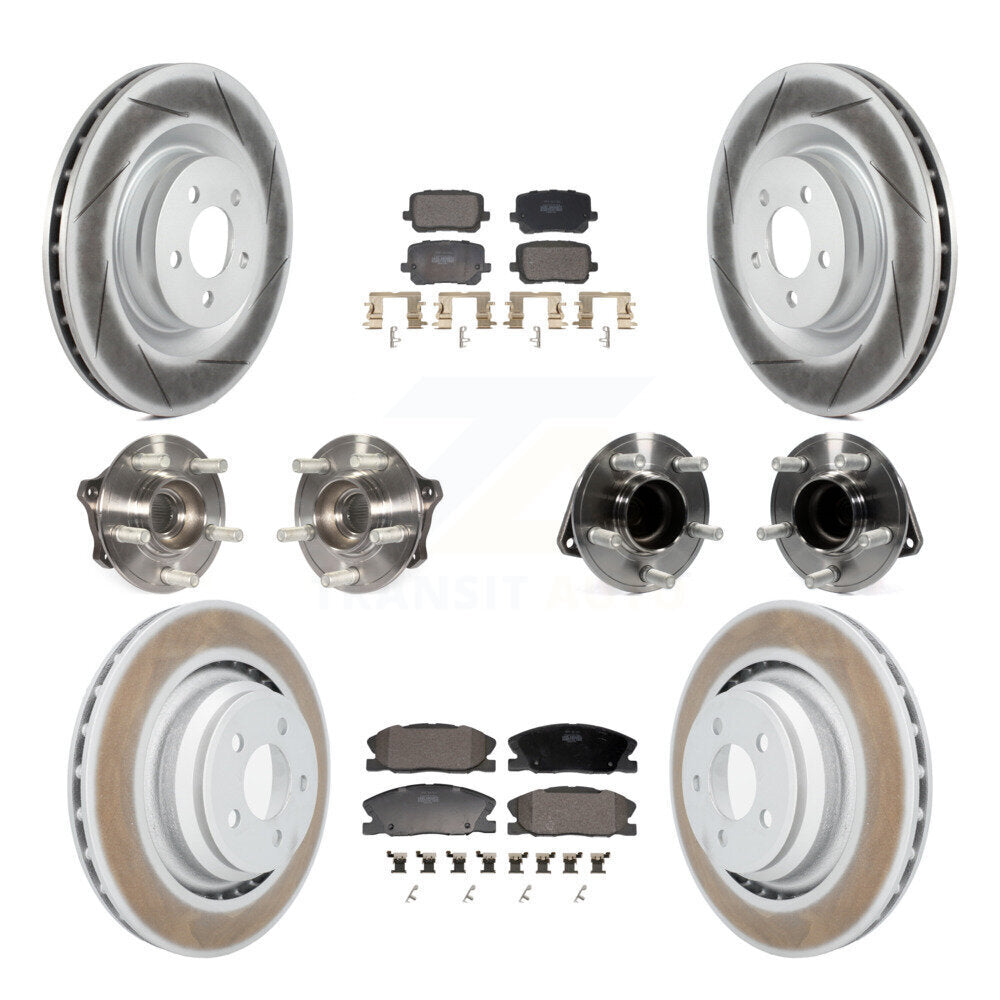 Hub Bearing Coated Disc Brake Rotor Pads Front Rear Kit (10Pc) For Dodge Charger