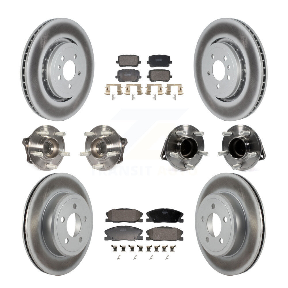 Hub Bearing Coated Disc Brake Rotor Pads Front Rear Kit (10Pc) For Dodge Charger