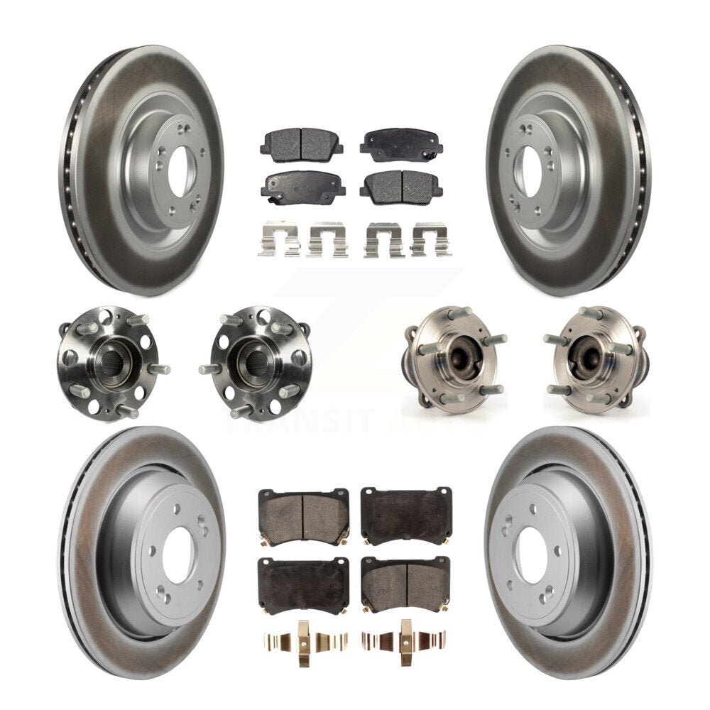 Hub Bearing Coated Brake Rotor Pads Front Rear Kit (10Pc) For 2011 Hyundai Equus