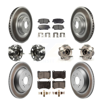 Hub Bearing Coated Brake Rotor Pads Front Rear Kit (10Pc) For 2011 Hyundai Equus