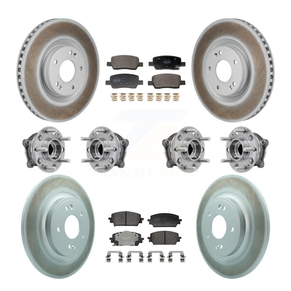 Hub Bearing Coat Brake Rotor Pads Front Rear Kit (10Pc) For Hyundai Santa Fe Kia