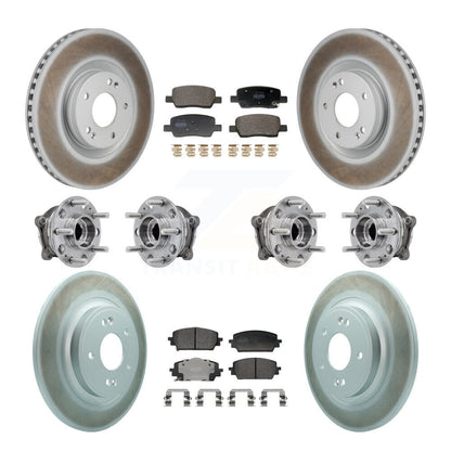 Hub Bearing Coat Brake Rotor Pads Front Rear Kit (10Pc) For Hyundai Santa Fe Kia
