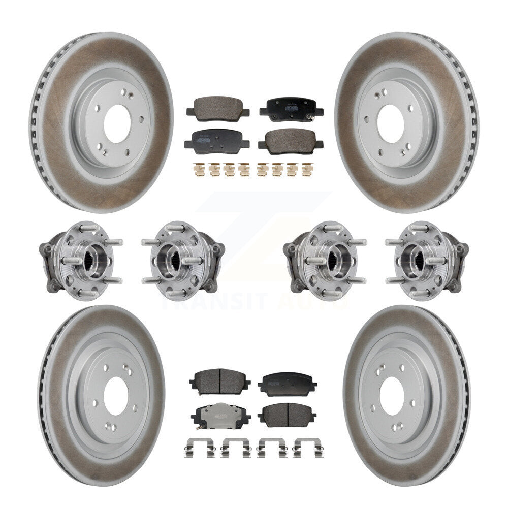 Hub Bearing Coat Brake Rotor Pads Front Rear Kit (10Pc) For Hyundai Santa Fe Kia