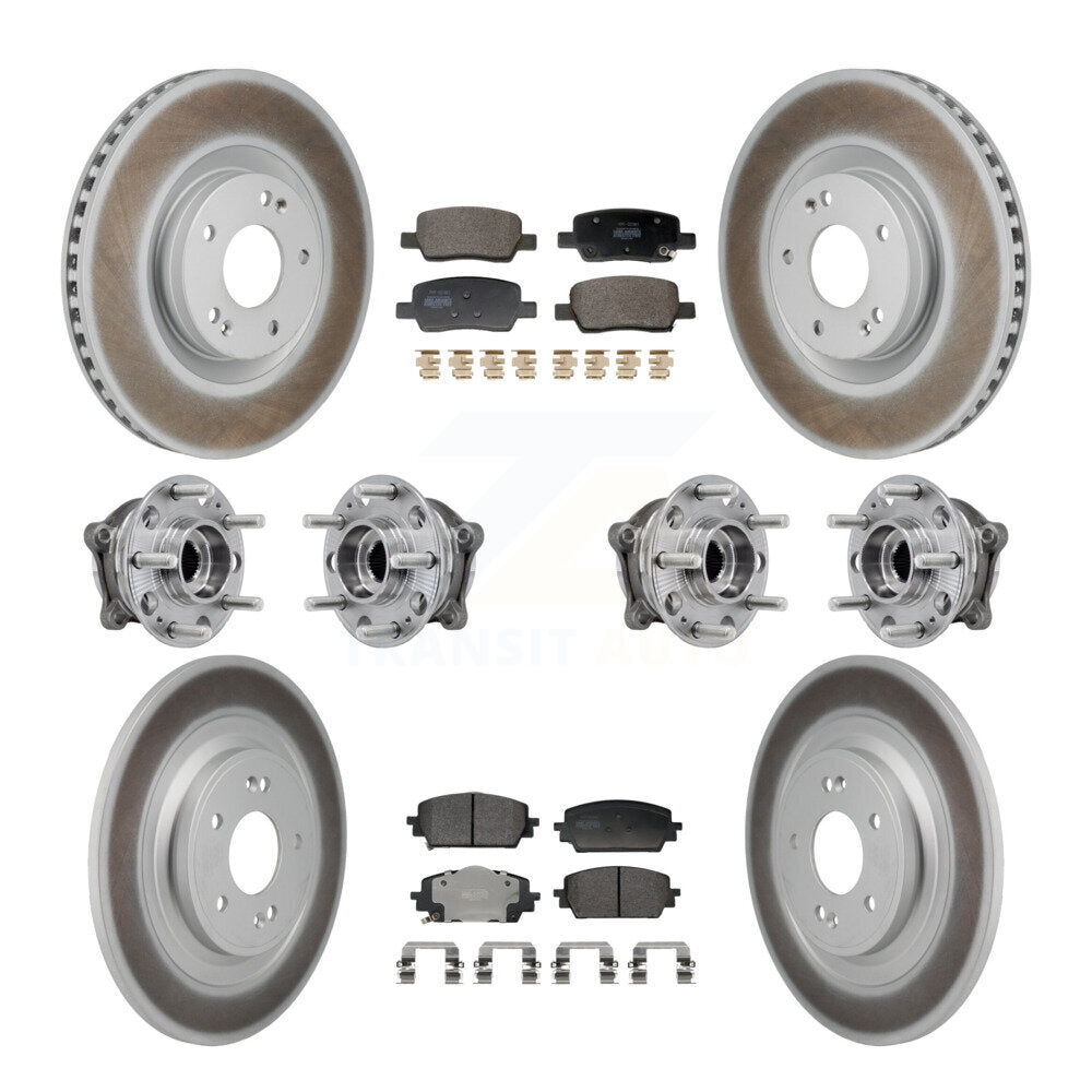 Hub Bearing Coated Brake Rotor Pads Front Rear Kit (10Pc) For Hyundai Santa Cruz