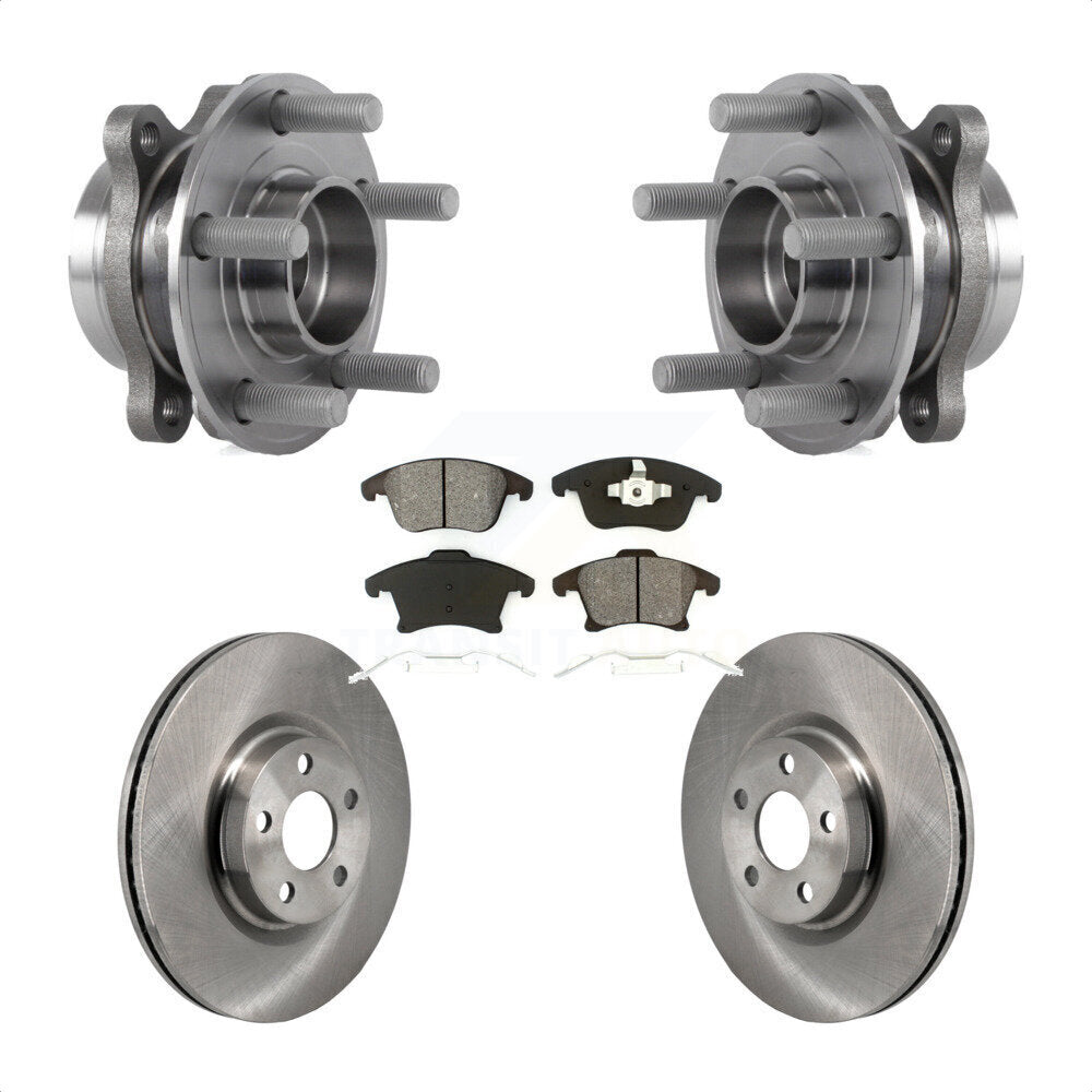 Hub Bearing Assembly Brake Rotor & Pads Front Kit For 2017-2020 Lincoln MKZ 2.0L