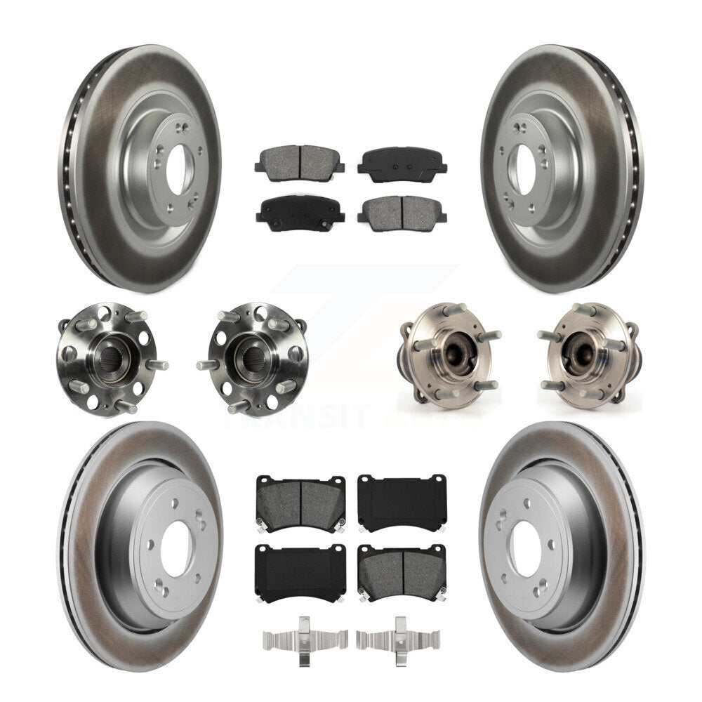 Hub Bearing Coated Brake Rotor Pads Front Rear Kit (10Pc) For 2011 Hyundai Equus