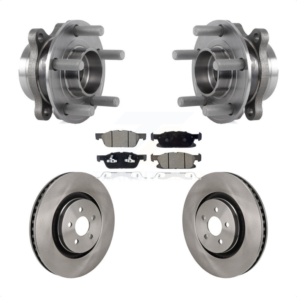 Hub Bearing Brake Rotor & Pads Front Kit For Ford Edge With Red Painted Calipers