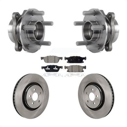 Hub Bearing Brake Rotor & Pads Front Kit For Ford Edge With Red Painted Calipers