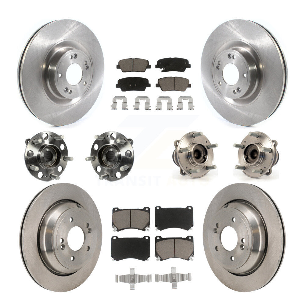Hub Bearing Disc Brake Rotor & Pads Front Rear Kit (10Pc) For 2011 Hyundai Equus