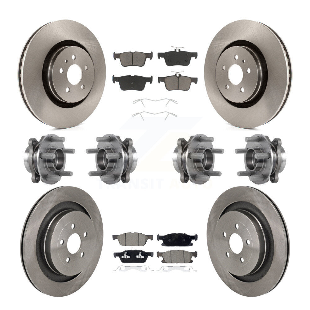 Hub Bearing Brake Rotor Pad Front Rear Kit (10Pc) For 19-23 Lincoln Nautilus AWD