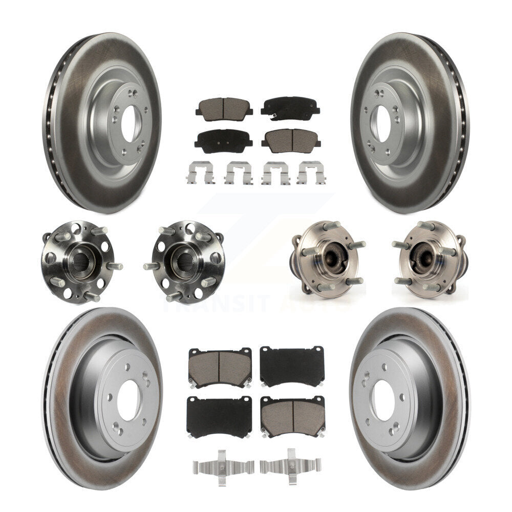 Hub Bearing Coated Brake Rotor Pads Front Rear Kit (10Pc) For 2011 Hyundai Equus