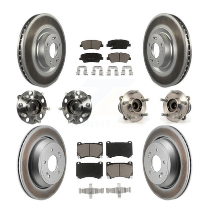 Hub Bearing Coated Brake Rotor Pads Front Rear Kit (10Pc) For 2011 Hyundai Equus