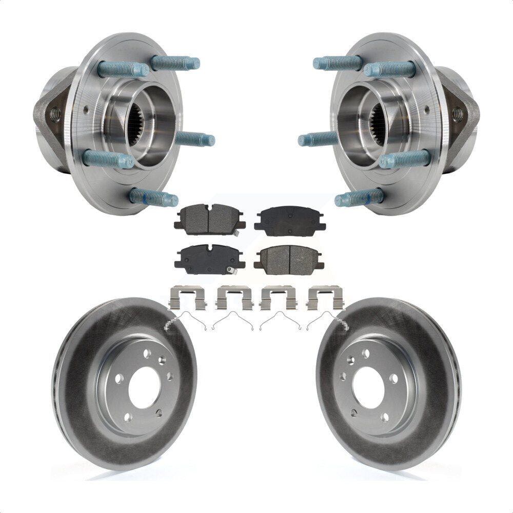 Hub Bearing Coated Brake Rotor & Pad Front Kit For Chevrolet Equinox GMC Terrain