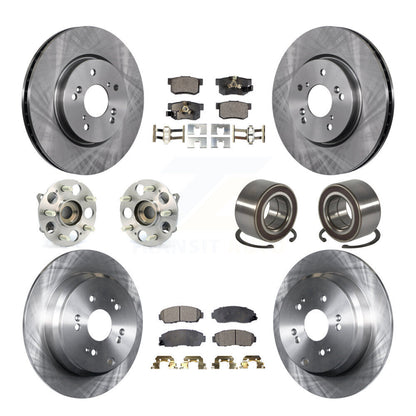 Hub Bearing Disc Brake Rotor Pads Front Rear Kit (10Pc) For Honda CR-V Acura RDX