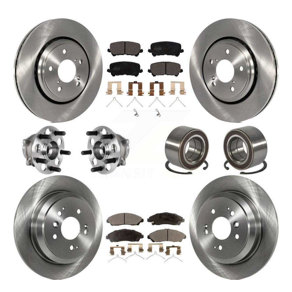 Hub Bearing Brake Rotor Pads Front Rear Kit (10Pc) For 2016-2022 Honda Pilot AWD