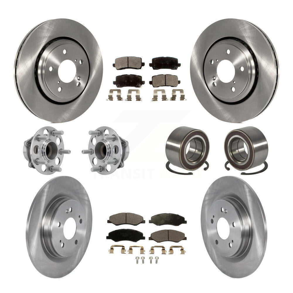 Hub Bearing Brake Rotor & Pads Front Rear Kit (10Pc) For 2018-2023 Honda Odyssey