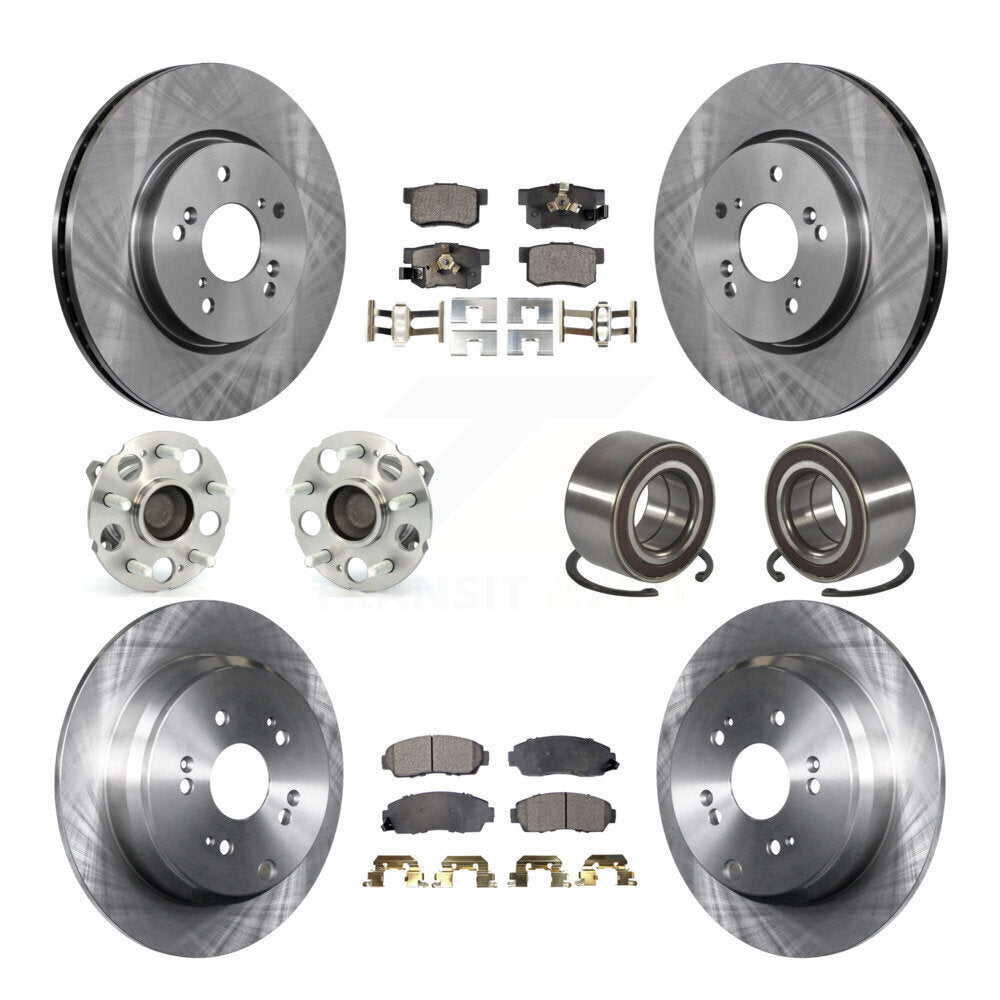 Hub Bearing Brake Rotor & Pad Front Rear Kit (10Pc) For 2007-2011 Honda CR-V FWD