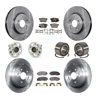 Hub Bearing Brake Rotor & Pad Front Rear Kit (10Pc) For 2007-2011 Honda CR-V FWD