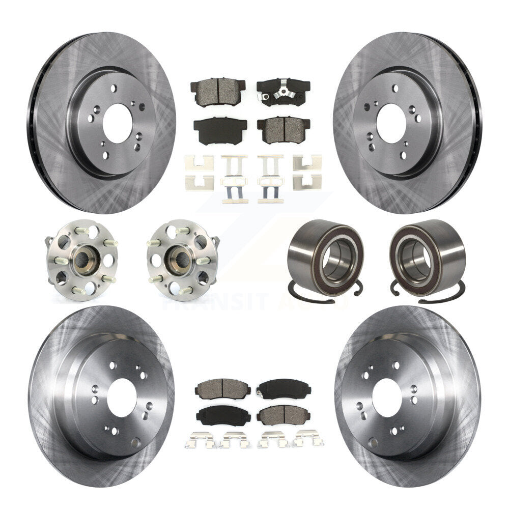 Hub Bearing Disc Brake Rotor Pads Front Rear Kit (10Pc) For Honda CR-V Acura RDX
