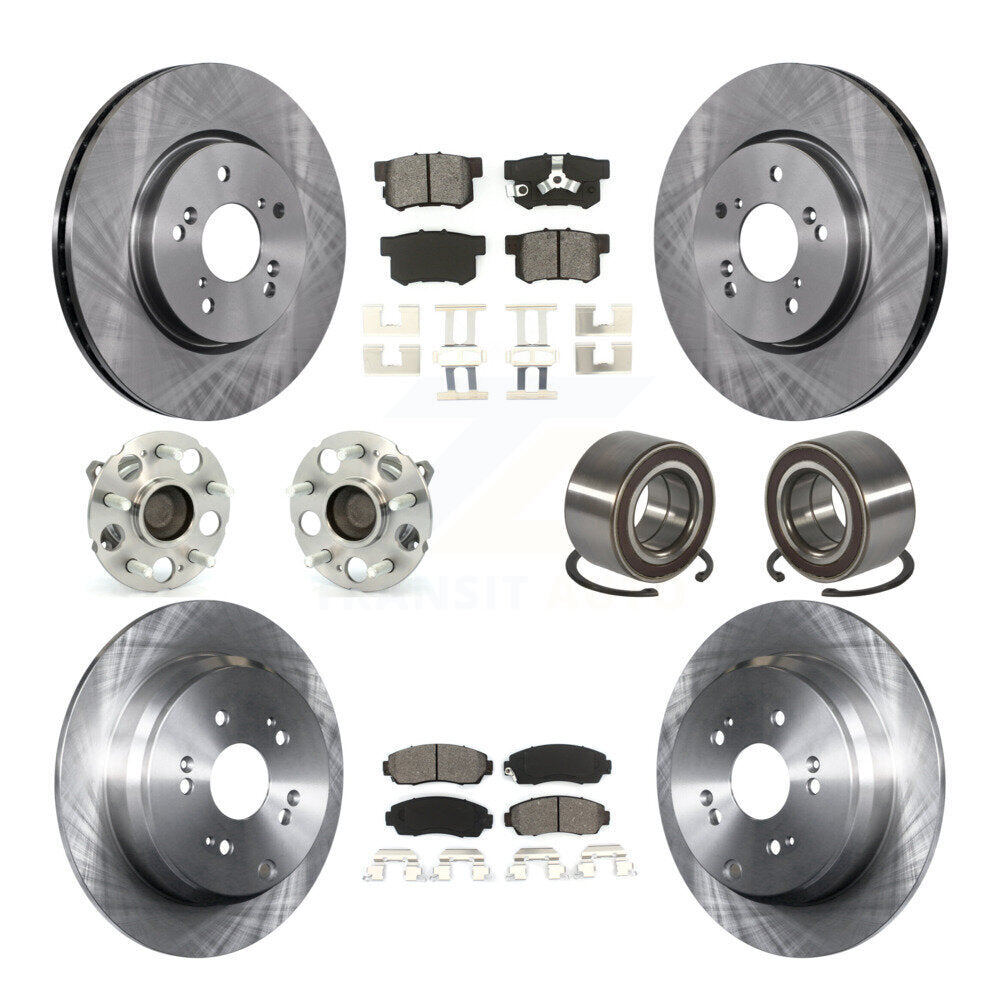 Hub Bearing Brake Rotor & Pad Front Rear Kit (10Pc) For 2007-2011 Honda CR-V FWD