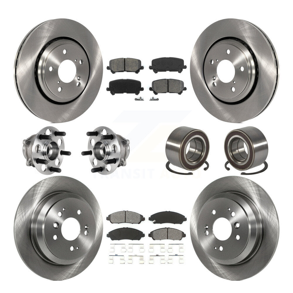 Hub Bearing Brake Rotor Pads Front Rear Kit (10Pc) For 2016-2022 Honda Pilot AWD