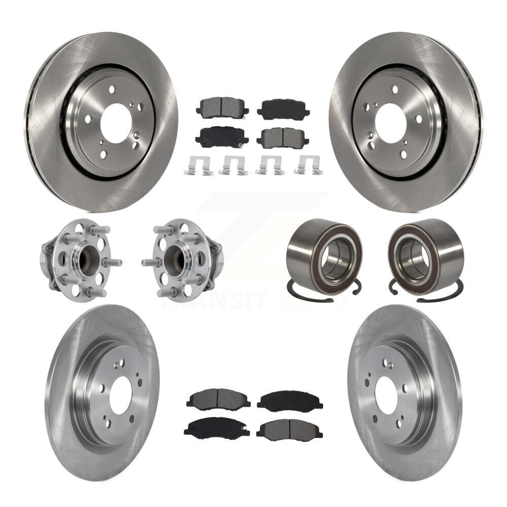 Hub Bearing Brake Rotor & Pads Front Rear Kit (10Pc) For 2018-2023 Honda Odyssey